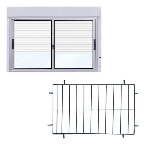 Ventana Con Persiana Pvc + Reja 150 X 100 Monoblock Aluminio